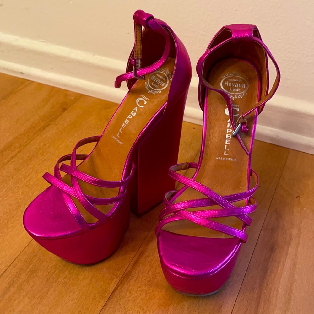 New Jeffrey Campbell Pink Metallic Disco Platform